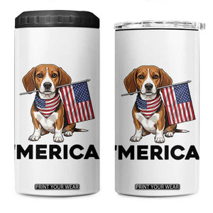 Patriotic Beagle Lover 4th Of July Dog 4 in 1 Can Cooler Tumbler Merica Pride