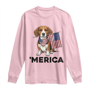Patriotic Beagle Lover 4th Of July Dog Long Sleeve Shirt Merica Pride TS12 Light Pink Print Your Wear