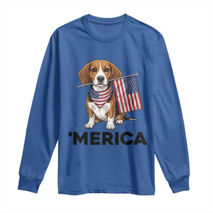 Patriotic Beagle Lover 4th Of July Dog Long Sleeve Shirt Merica Pride TS12 Royal Blue Print Your Wear
