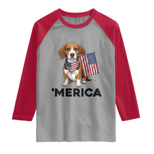 Patriotic Beagle Lover 4th Of July Dog Raglan Shirt Merica Pride TS12 Sport Gray Red Print Your Wear