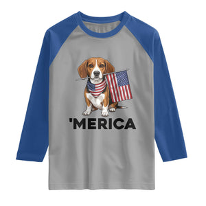 Patriotic Beagle Lover 4th Of July Dog Raglan Shirt Merica Pride TS12 Sport Gray Royal Print Your Wear