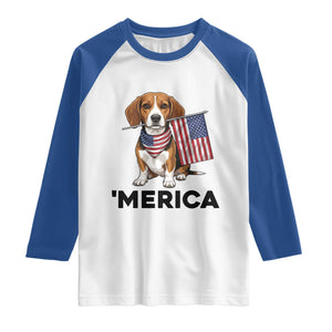 Patriotic Beagle Lover 4th Of July Dog Raglan Shirt Merica Pride TS12 White Royal Print Your Wear
