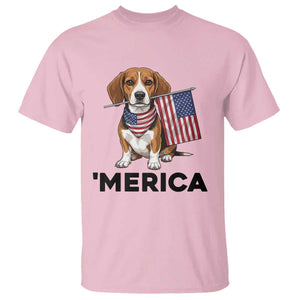 Patriotic Beagle Lover 4th Of July Dog T Shirt Merica Pride TS12 Light Pink Print Your Wear