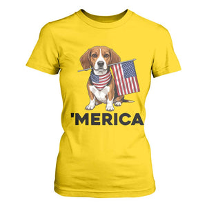Patriotic Beagle Lover 4th Of July Dog T Shirt For Women Merica Pride