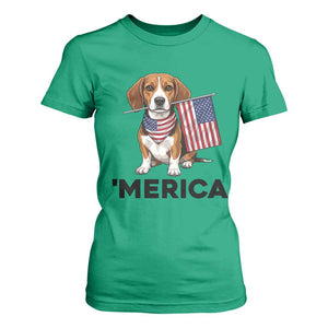 Patriotic Beagle Lover 4th Of July Dog T Shirt For Women Merica Pride