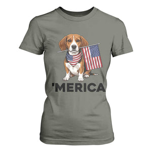 Patriotic Beagle Lover 4th Of July Dog T Shirt For Women Merica Pride