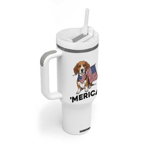 Patriotic Beagle Lover 4th Of July Dog Tumbler With Handle Merica Pride