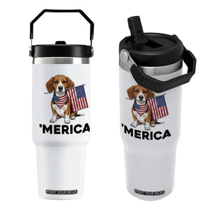 Patriotic Beagle Lover 4th Of July Dog Flip Straw Tumbler Merica Pride