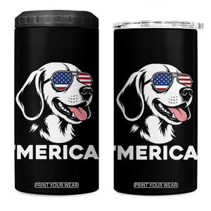 Funny Merica Beagle Lover 4th Of July 4 in 1 Can Cooler Tumbler Patriotic Dog Gift