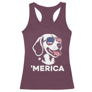 Funny Merica Beagle Lover 4th Of July Racerback Tank Top Patriotic Dog Gift