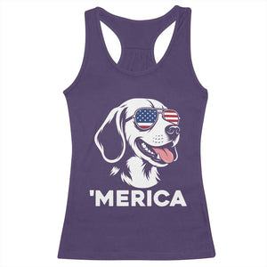 Funny Merica Beagle Lover 4th Of July Racerback Tank Top Patriotic Dog Gift