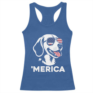 Funny Merica Beagle Lover 4th Of July Racerback Tank Top Patriotic Dog Gift