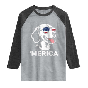 Funny Merica Beagle Lover 4th Of July Raglan Shirt Patriotic Dog Gift