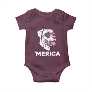 Patriotic Boxer Lover 4th Of July Dog Baby Onesie American Flag Merica Pride