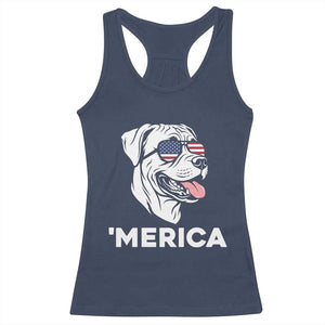 Patriotic Boxer Lover 4th Of July Dog Racerback Tank Top American Flag Merica Pride