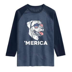 Patriotic Boxer Lover 4th Of July Dog Raglan Shirt American Flag Merica Pride