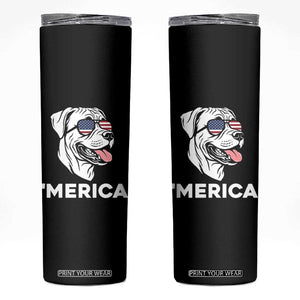 Patriotic Boxer Lover 4th Of July Dog Skinny Tumbler American Flag Merica Pride
