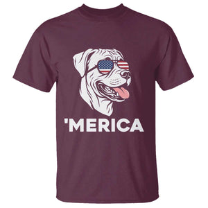 Patriotic Boxer Lover 4th Of July Dog T Shirt American Flag Merica Pride