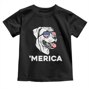 Patriotic Boxer Lover 4th Of July Dog Toddler T Shirt American Flag Merica Pride