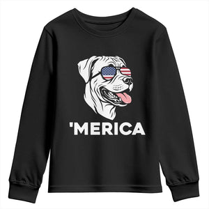 Patriotic Boxer Lover 4th Of July Dog Youth Sweatshirt American Flag Merica Pride