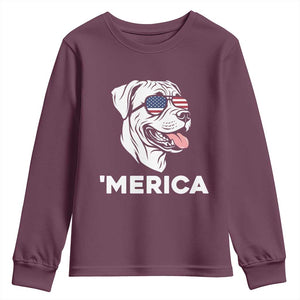 Patriotic Boxer Lover 4th Of July Dog Youth Sweatshirt American Flag Merica Pride