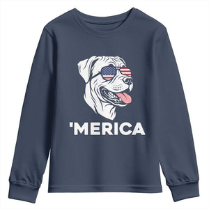 Patriotic Boxer Lover 4th Of July Dog Youth Sweatshirt American Flag Merica Pride