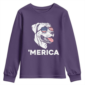 Patriotic Boxer Lover 4th Of July Dog Youth Sweatshirt American Flag Merica Pride