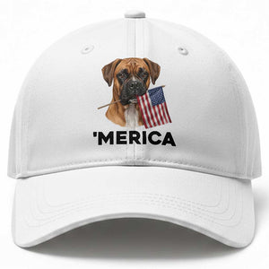 Merica Patriotic Boxer Mom Dad Gift Baseball Cap Merica 4th Of July
