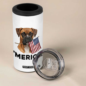 Merica Patriotic Boxer Mom Dad Gift 4 in 1 Can Cooler Tumbler Merica 4th Of July