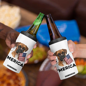 Merica Patriotic Boxer Mom Dad Gift 4 in 1 Can Cooler Tumbler Merica 4th Of July