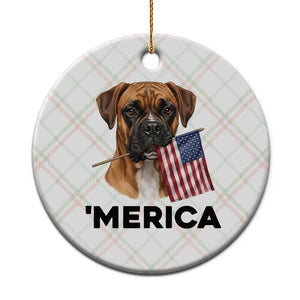 Merica Patriotic Boxer Mom Dad Gift Ceramic Ornament Merica 4th Of July