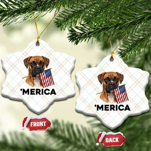 Merica Patriotic Boxer Mom Dad Gift Ceramic Ornament Merica 4th Of July