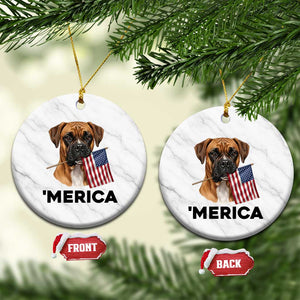 Merica Patriotic Boxer Mom Dad Gift Ceramic Ornament Merica 4th Of July
