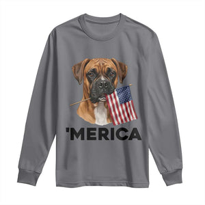 Merica Patriotic Boxer Mom Dad Gift Long Sleeve Shirt Merica 4th Of July TS12 Charcoal Print Your Wear