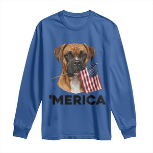 Merica Patriotic Boxer Mom Dad Gift Long Sleeve Shirt Merica 4th Of July TS12 Royal Blue Print Your Wear