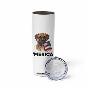 Merica Patriotic Boxer Mom Dad Gift Skinny Tumbler Merica 4th Of July