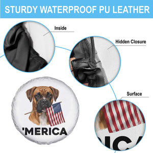 Merica Patriotic Boxer Mom Dad Gift Spare Tire Cover Merica 4th Of July