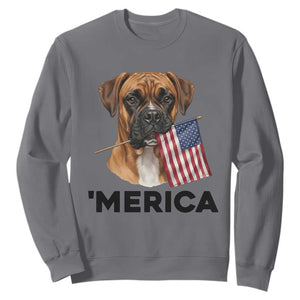 Merica Patriotic Boxer Mom Dad Gift Sweatshirt Merica 4th Of July