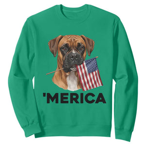 Merica Patriotic Boxer Mom Dad Gift Sweatshirt Merica 4th Of July