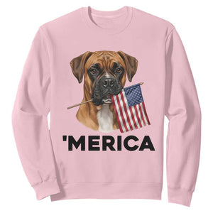Merica Patriotic Boxer Mom Dad Gift Sweatshirt Merica 4th Of July