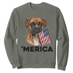 Merica Patriotic Boxer Mom Dad Gift Sweatshirt Merica 4th Of July