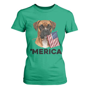Merica Patriotic Boxer Mom Dad Gift T Shirt For Women Merica 4th Of July