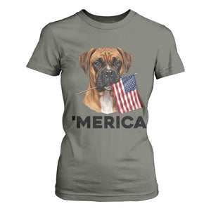 Merica Patriotic Boxer Mom Dad Gift T Shirt For Women Merica 4th Of July
