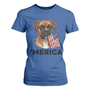 Merica Patriotic Boxer Mom Dad Gift T Shirt For Women Merica 4th Of July