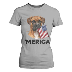 Merica Patriotic Boxer Mom Dad Gift T Shirt For Women Merica 4th Of July