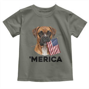 Merica Patriotic Boxer Mom Dad Gift Toddler T Shirt Merica 4th Of July