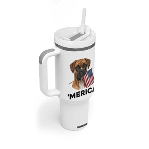 Merica Patriotic Boxer Mom Dad Gift Tumbler With Handle Merica 4th Of July TS12 Print Your Wear