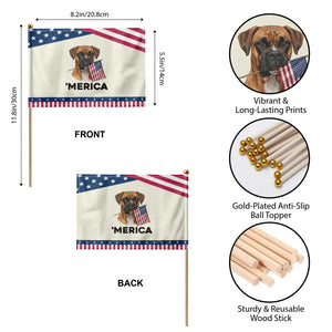 Merica Boxer Mom Dad Gift Patriotic Handheld Flag Merica 4th Of July