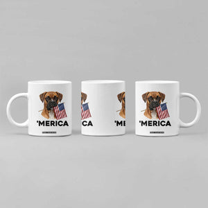 Merica Patriotic Boxer Mom Dad Gift Coffee Mug Merica 4th Of July