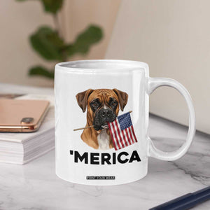 Merica Patriotic Boxer Mom Dad Gift Coffee Mug Merica 4th Of July